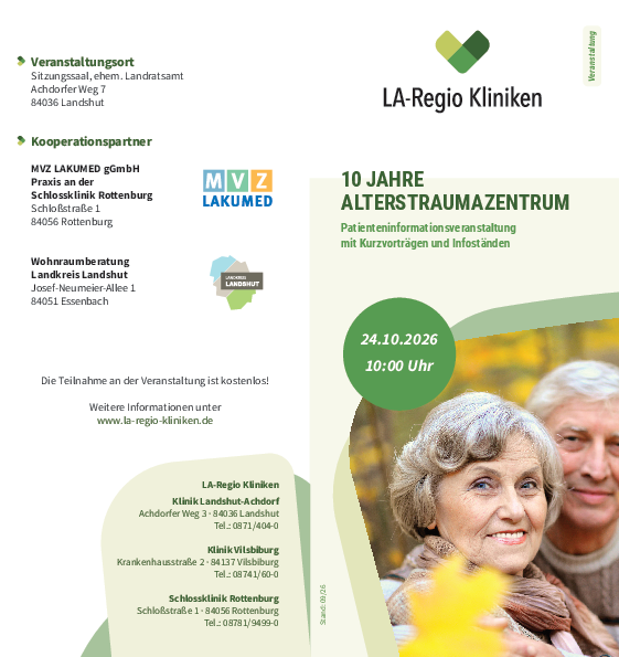 Flyer zur Veranstaltung 10 Jahre Alterstraumazentrum
